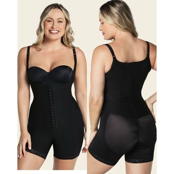 LEONISA NWT Firm Compression Boyshort Body Shaper with Butt Lifter Front Hook& E